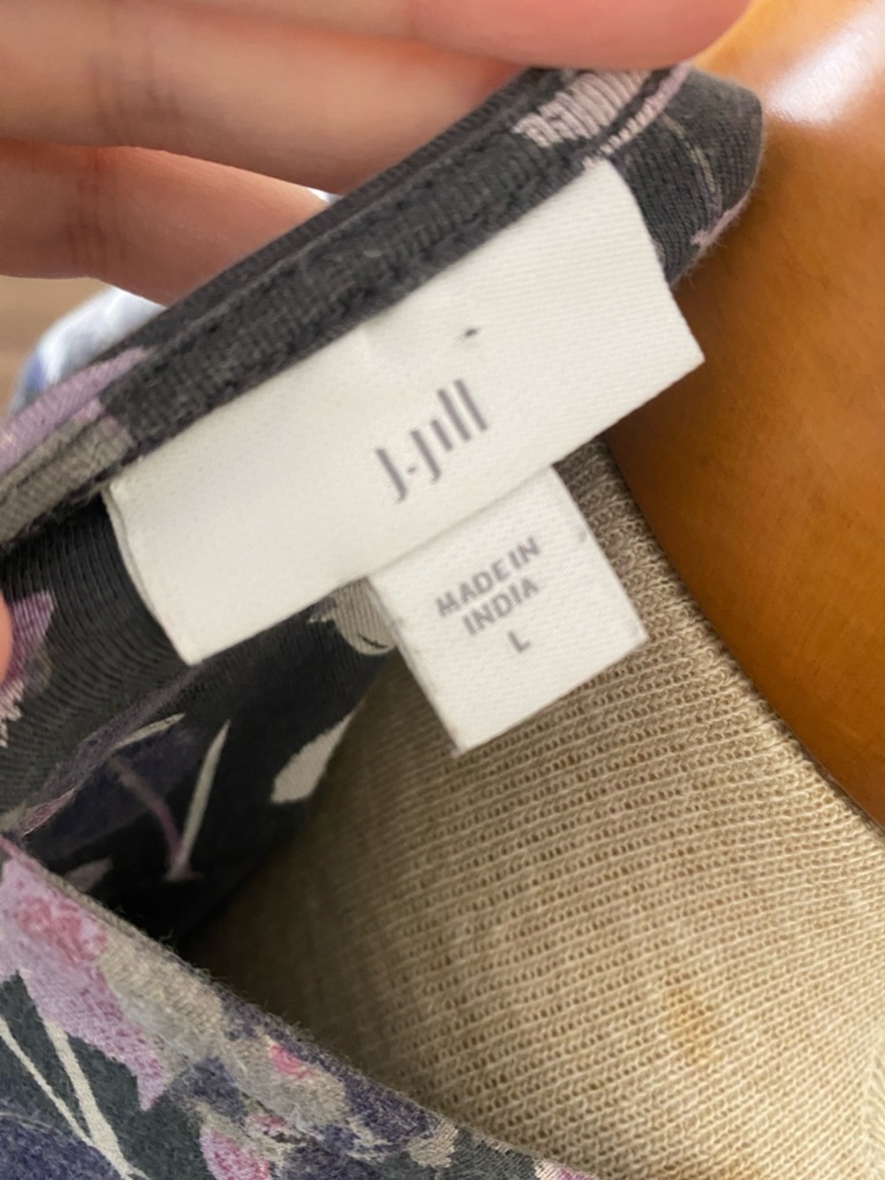 J. Jill Floral Short-Sleeve A-Line Dress in Gray and Purple floral prima cotton - Picture 6 of 9